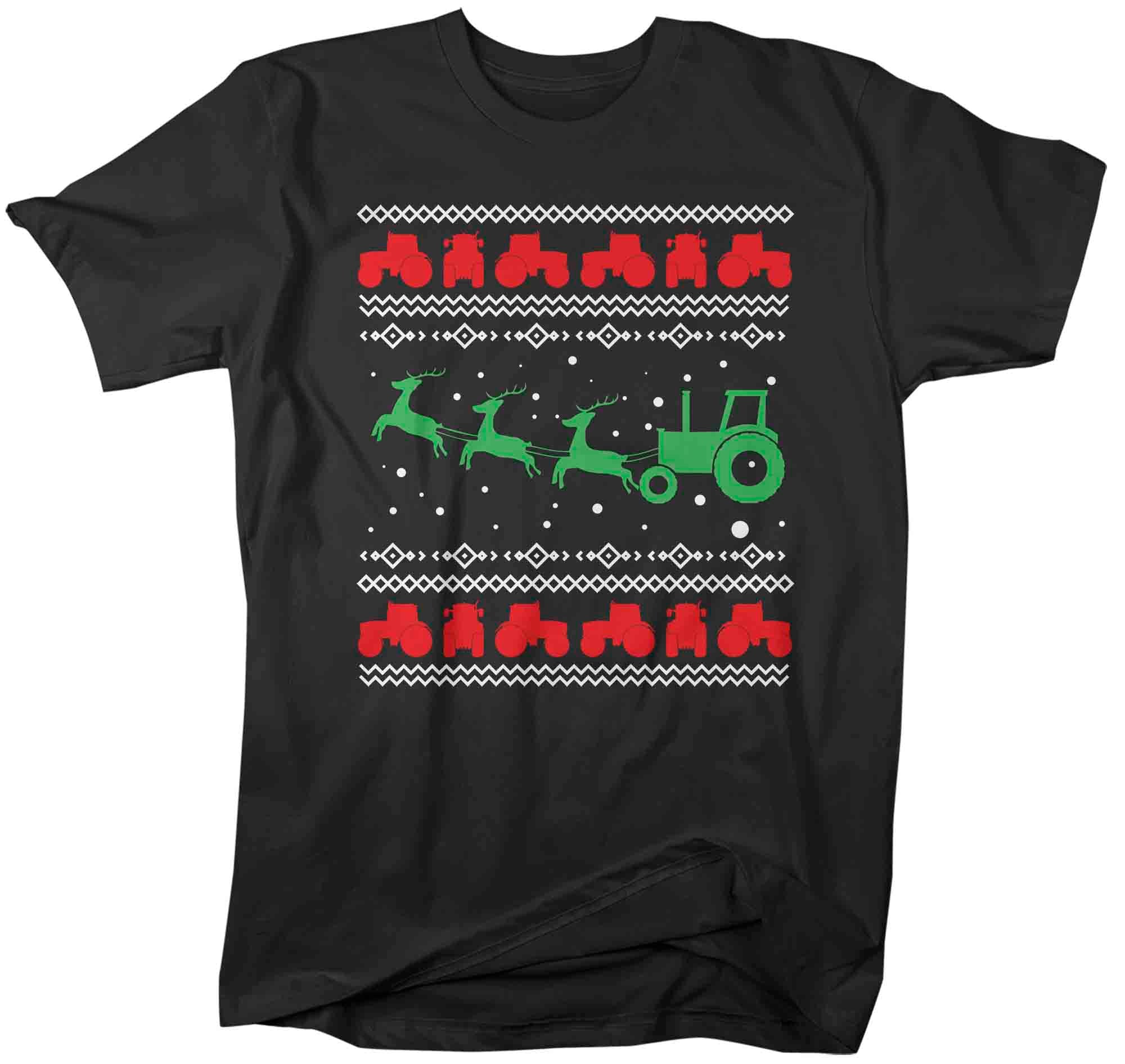 Men’S Funny Christmas Tee Ugly Tractor Shirt Farming Christmas T Shirt Farm Reindeer Shirts Farmer Gift Unisex Graphic Tee