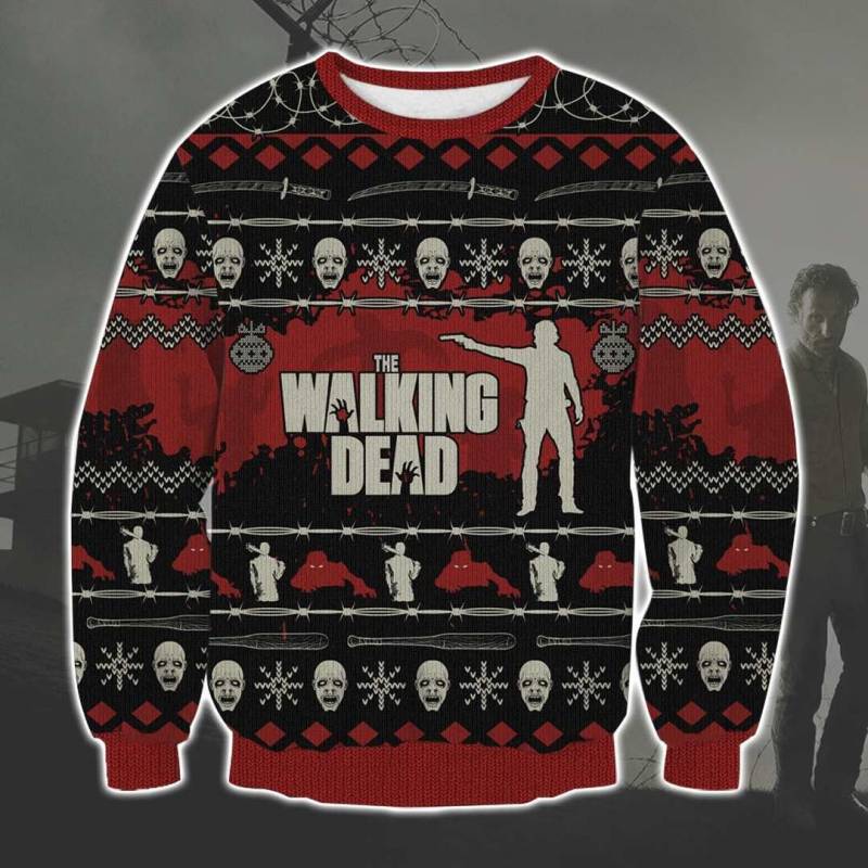 The Walking Dead 3D Print Ugly Christmas Sweatshirt