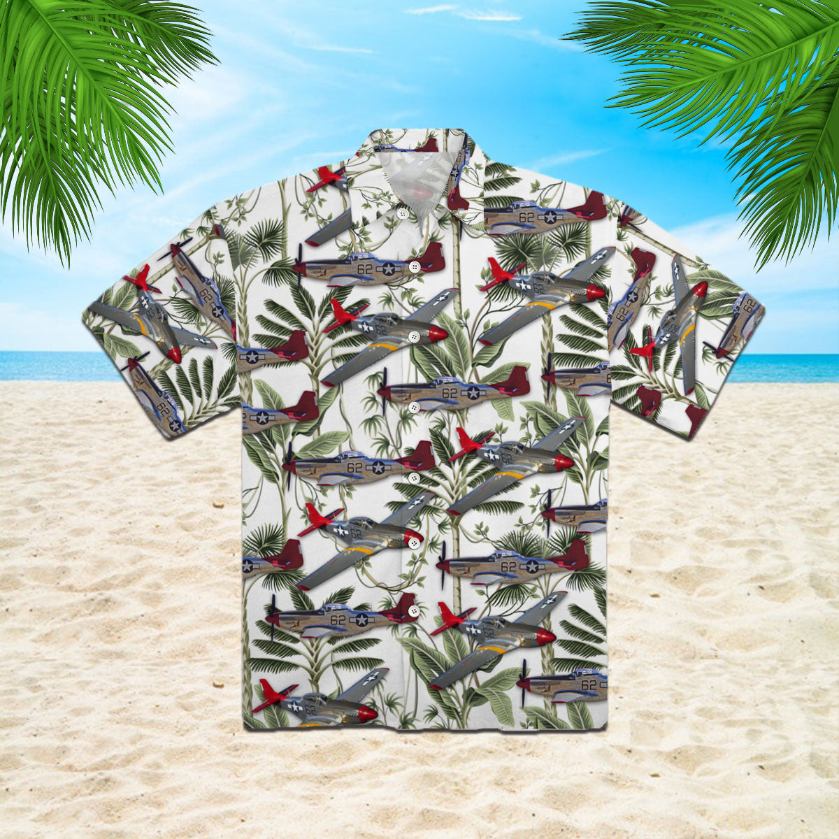 Oragontee P-51 Red Tail Mustang Bunny Hawaiian Shirt | For Men & Women | Adult | Hw7337