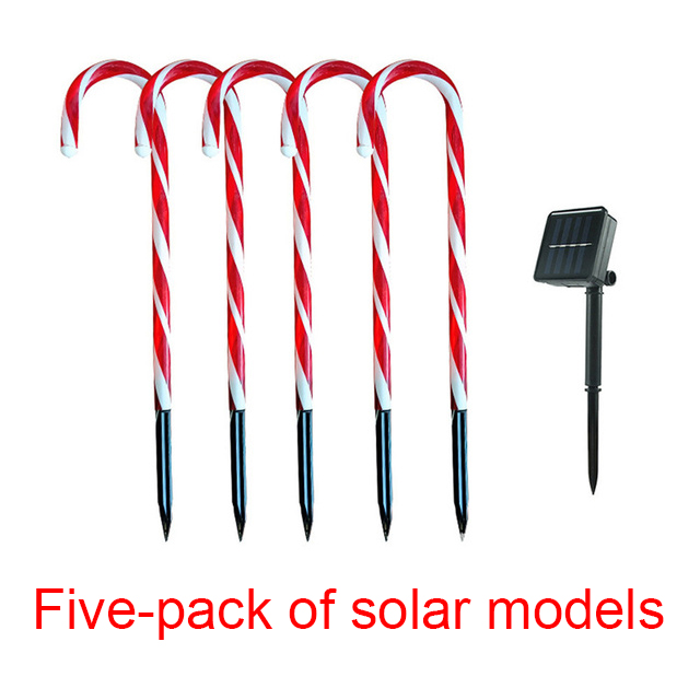 Solar Powered Led Lawn Lamp Outdoor Christmas Candy Cane Party Garden Decoration Home Decoration Rechargeable Holiday Nightlight alx