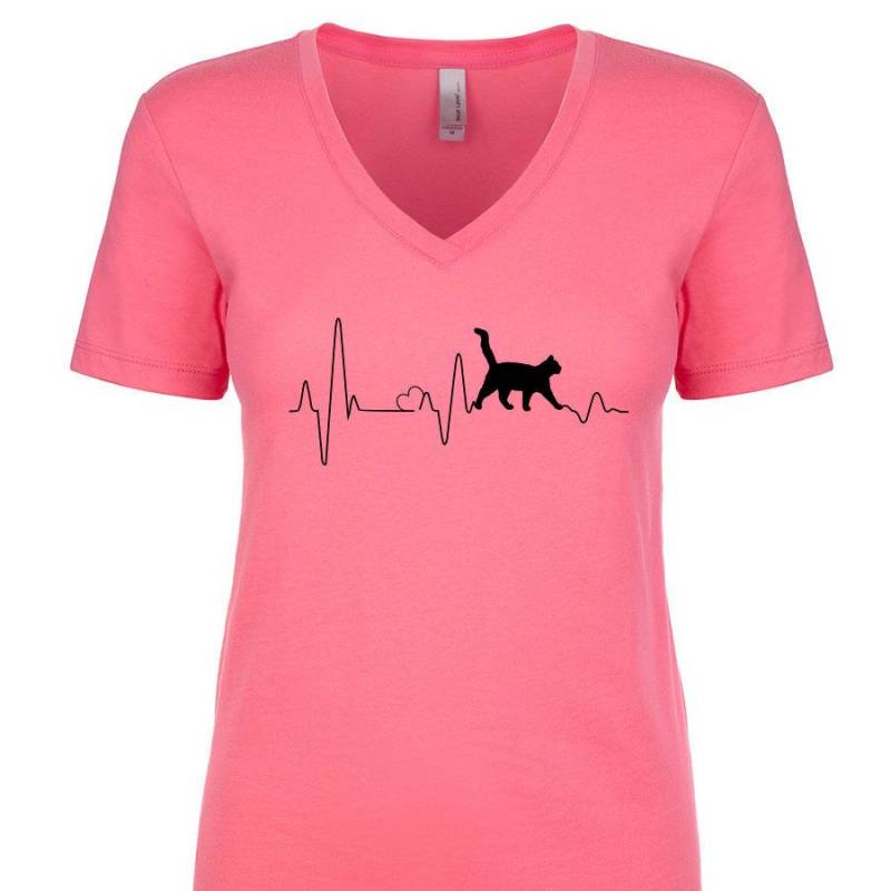 Crushtee Heartbeat Cat or Dog Women’s V Neck T Shirt Love Heart Nurse Doctor Animal Rescue Adopt Fur Mama Pet Caturday Crazy Cat Lady Funny Puppy Long Sleeve Hoodie