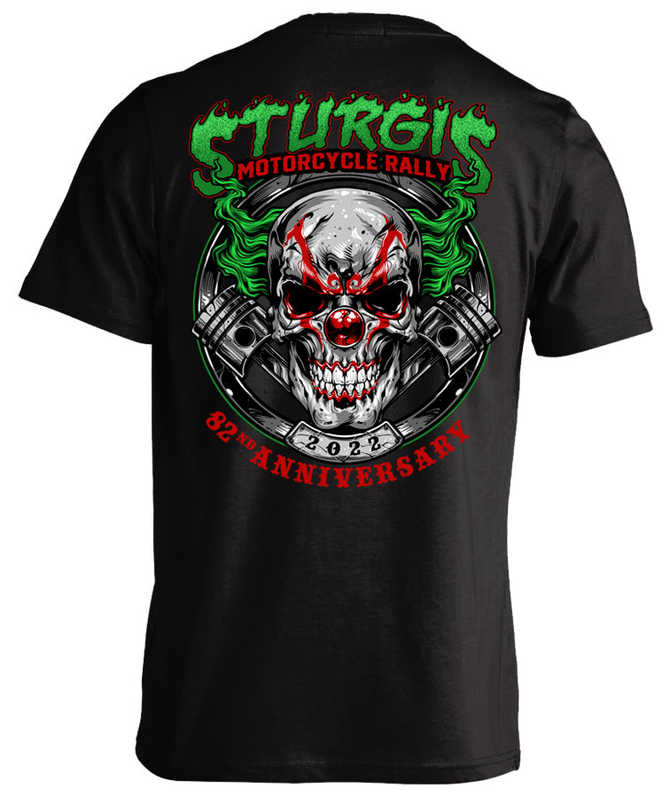 2022 Sturgis Motorcycle Rally Green Skull Clown – 82Nd Anniversary T-Shirt