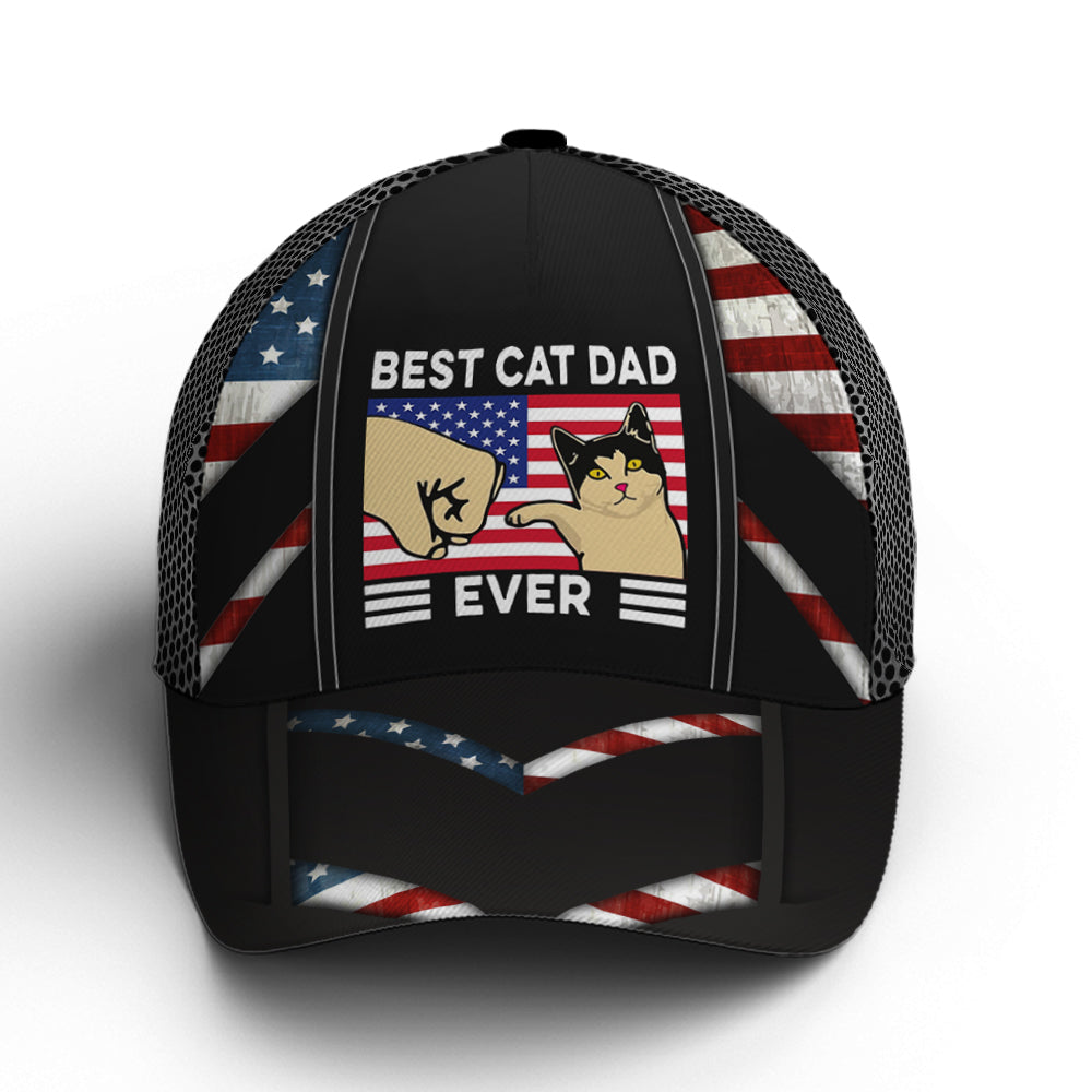 American Flag Best Cat Dad Ever Baseball Cap Coolspod