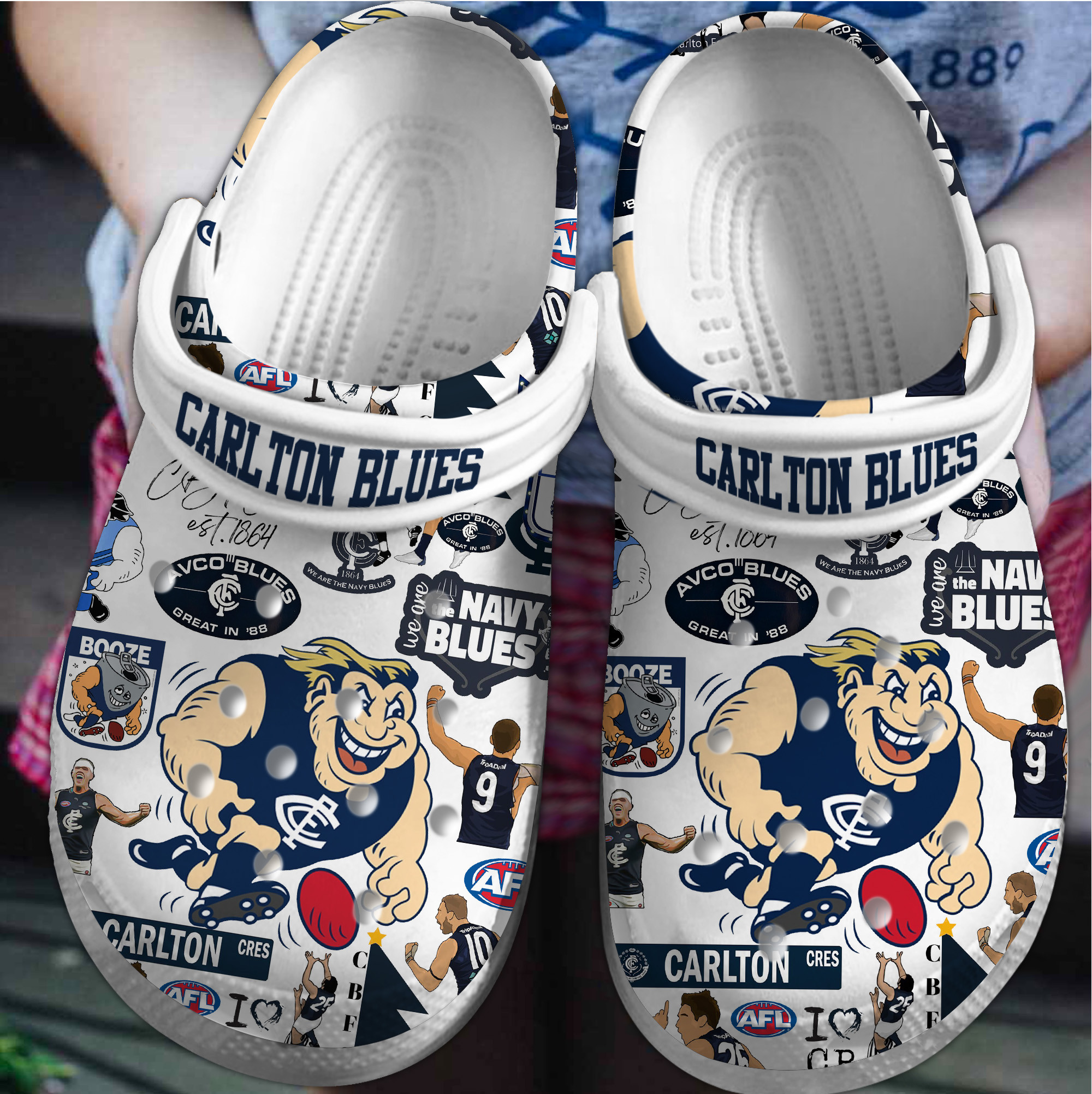 Carlton Blues AFL Sport Crocs Crocband Clogs Shoes Comfortable For Men Women and Kids