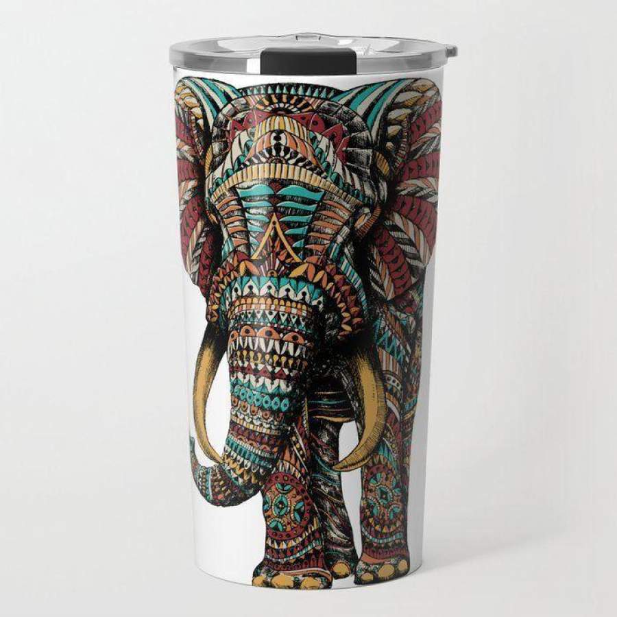 Ornate Elephant  Insulated Stainless Steel Tumbler Cup