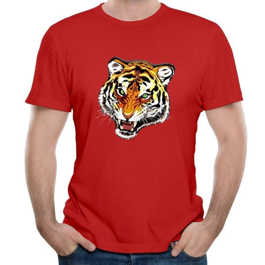 Angry Tiger Cotton Print O-Neck Man Camisetas Mujer Style Workout Casual Short Sleeves tshirt
