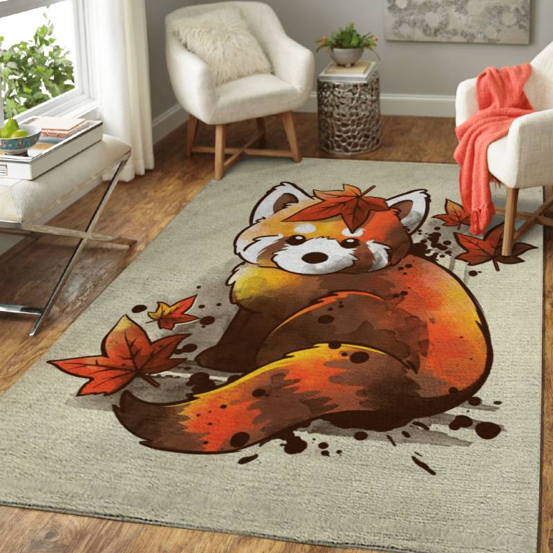 Red panda red leaves – Animals Area Rug Carpet