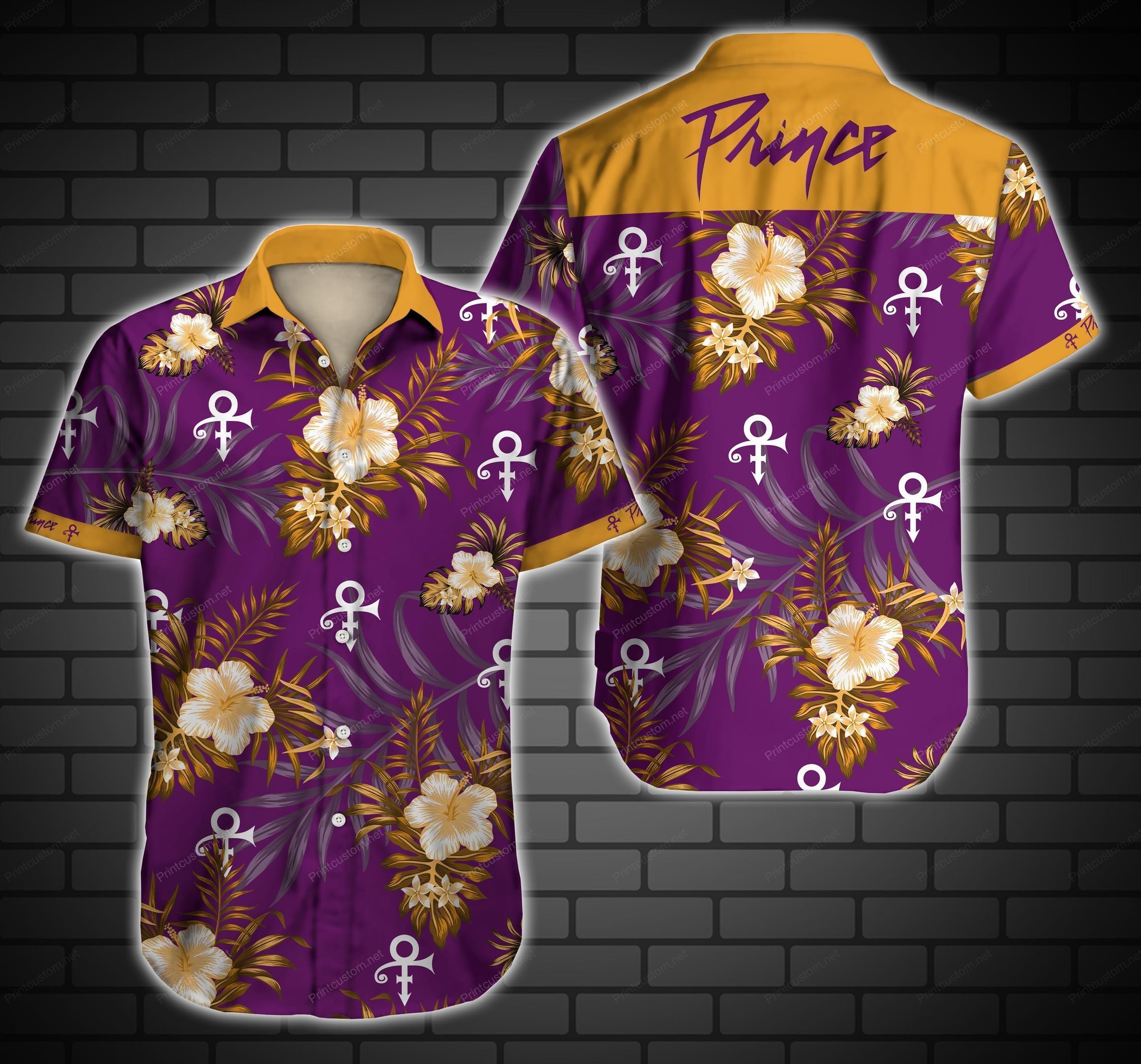 Prince Hawaiian Shirt Summer Button Up For Men Beach Wear Short Sleeve Hawaiian Ha98058