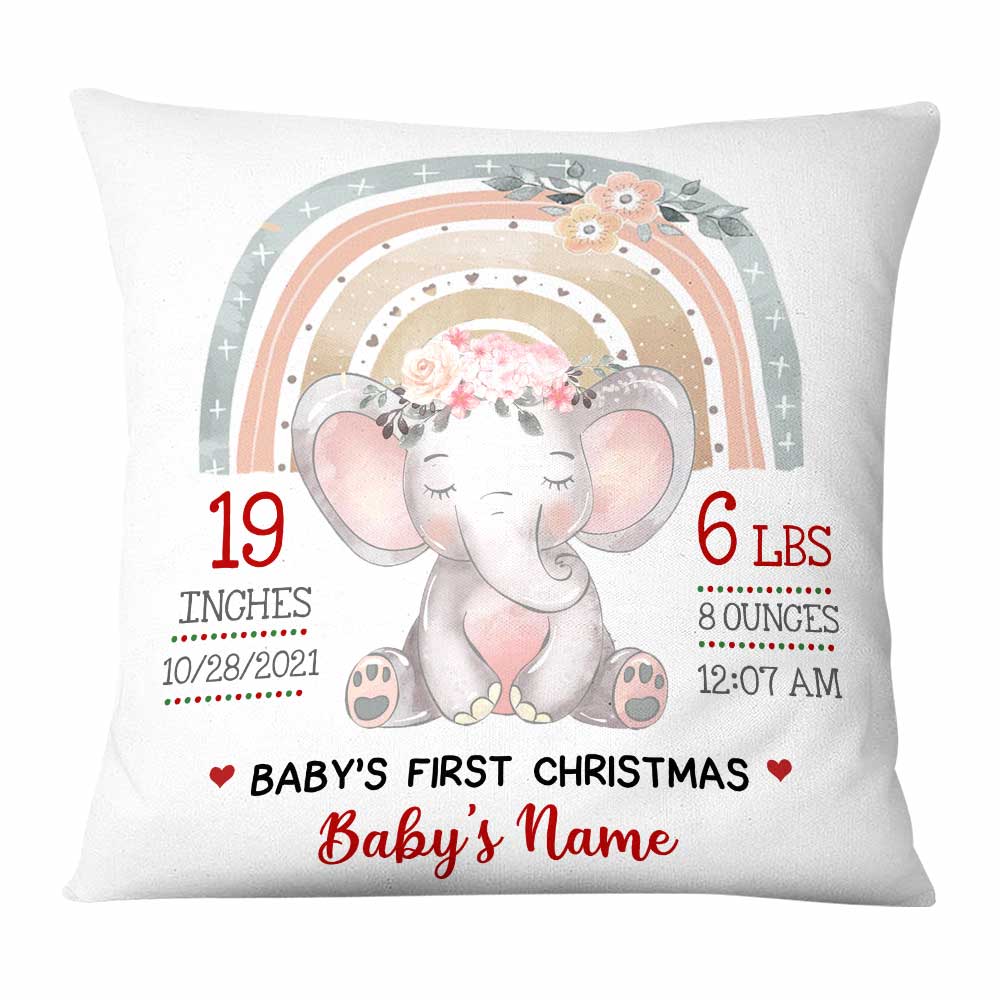 Personalized Elephant Baby Christmas Pillow Nb26 30O58