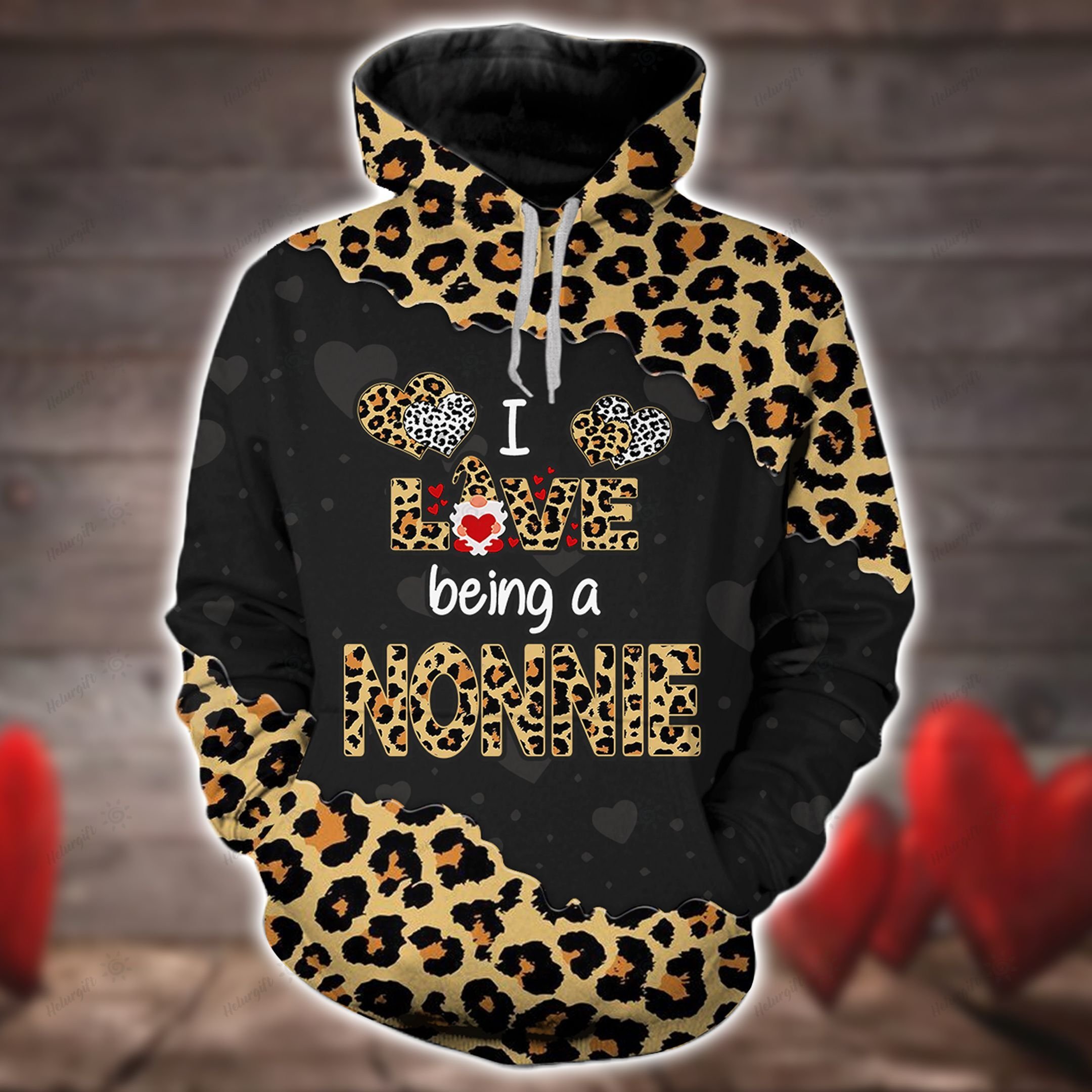 Apayprints – I love being Nonnie Black Leopard 3D All Over Printed Hoodie Set