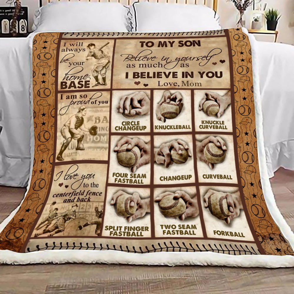 To My Son Believe In Yourself Baseball Blanket Christmas Gift For Son