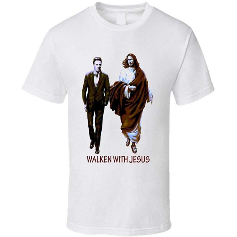 Walken With Jesus Short Sleeve T-Shirt Christopher Walken Jesus Shirt Funny Walken Men’S Fashion T-Shirt