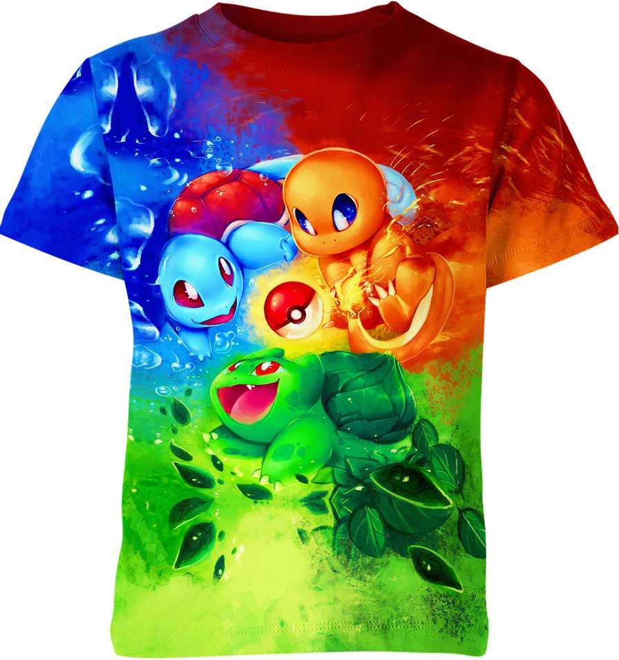 Bulbasaur X Charmander X Squirtle From Pokemon Shirt