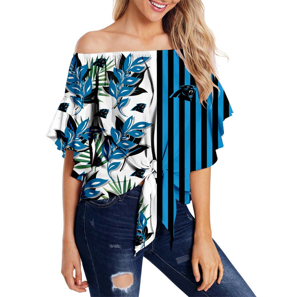 Carolina Panthers Women Summer Stripe Strapless Shirt