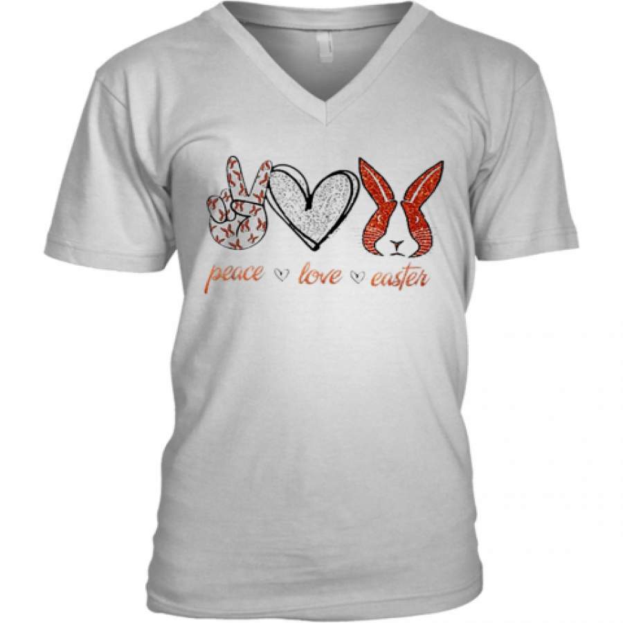 Peace Love Easter Bunny V-Neck T-Shirt