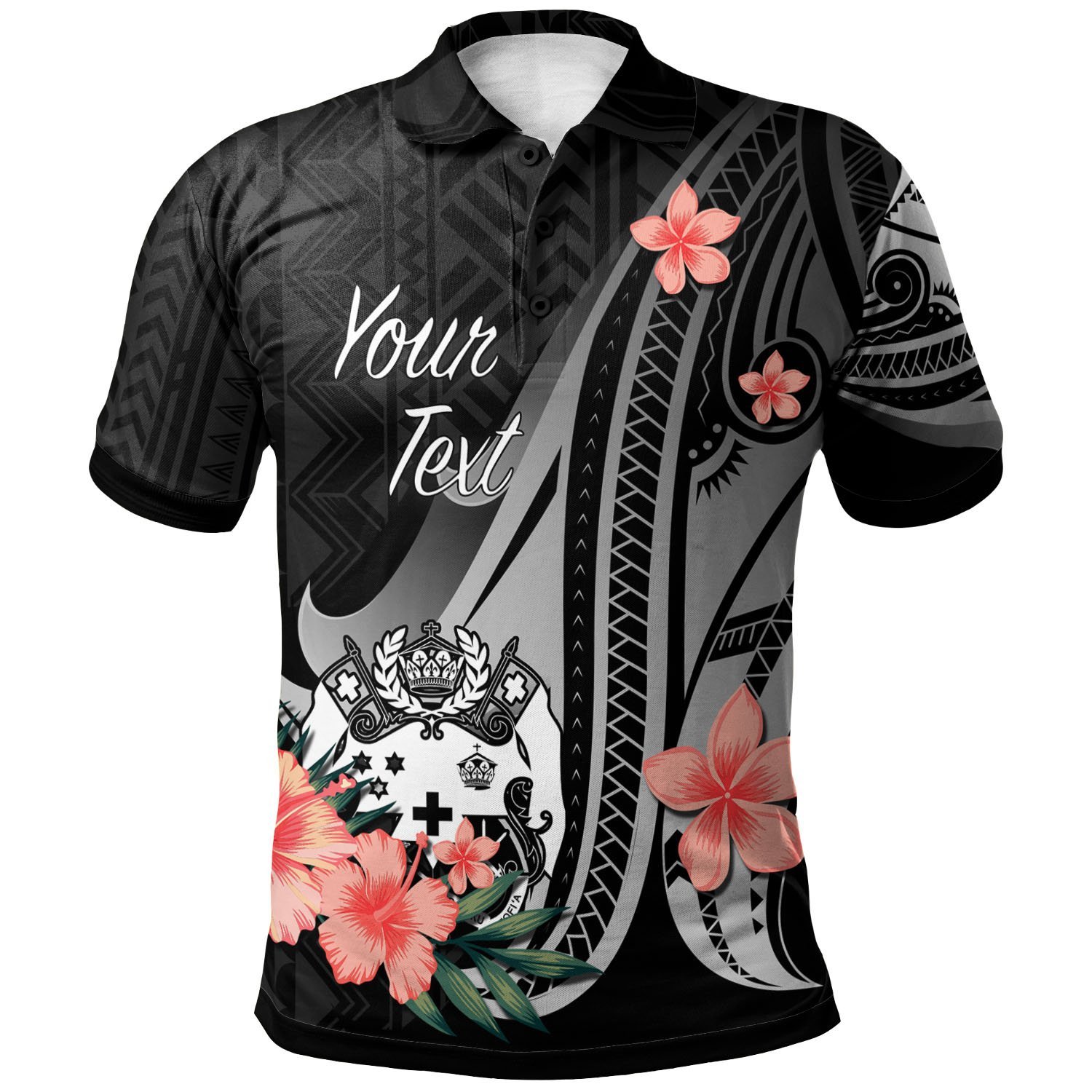 Tonga Personalised Custom Polo Shirt – Polynesian Hibiscus Pattern Style – BN27