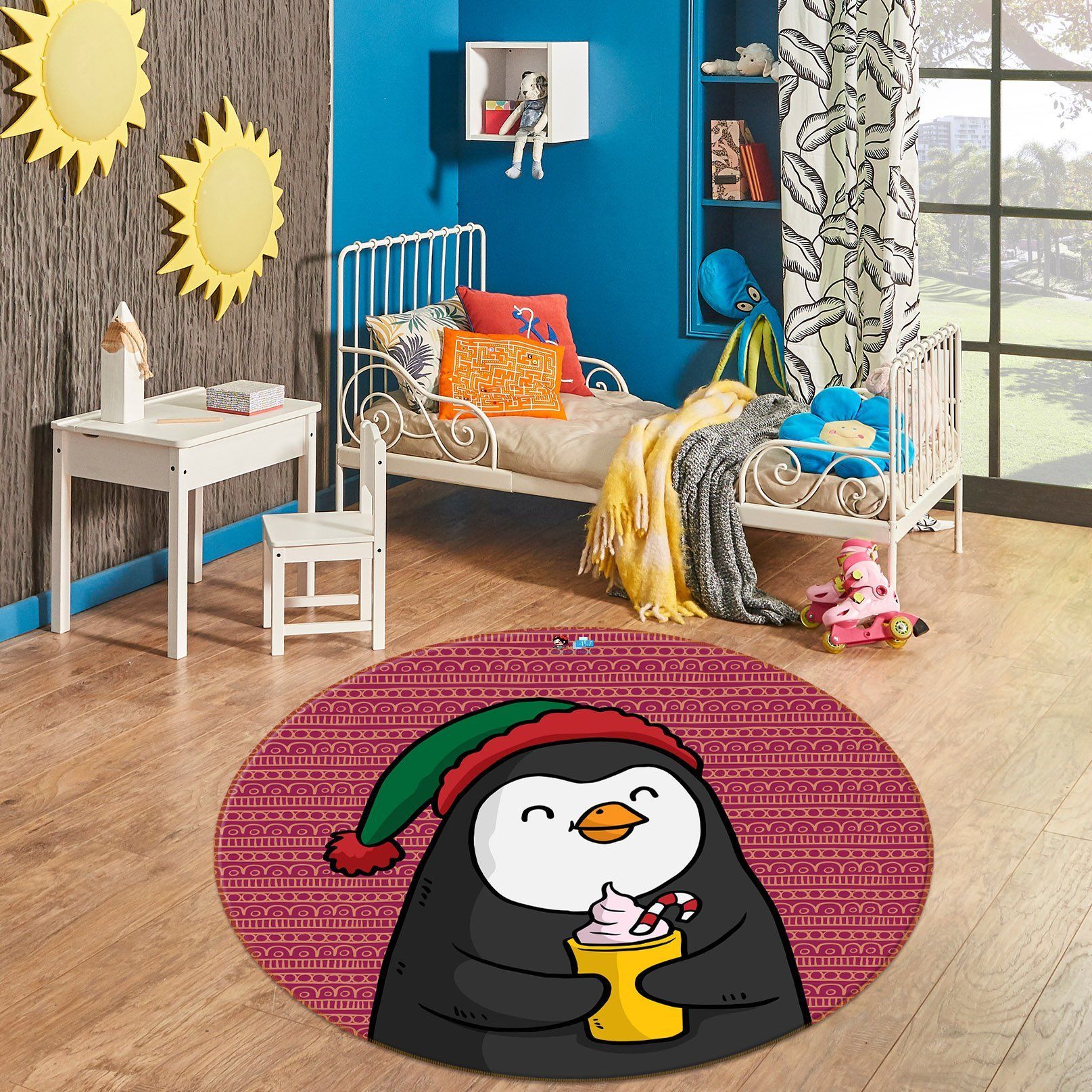 3D Cartoon Penguin 75122 Round Rug – Round Carpet Home Decor