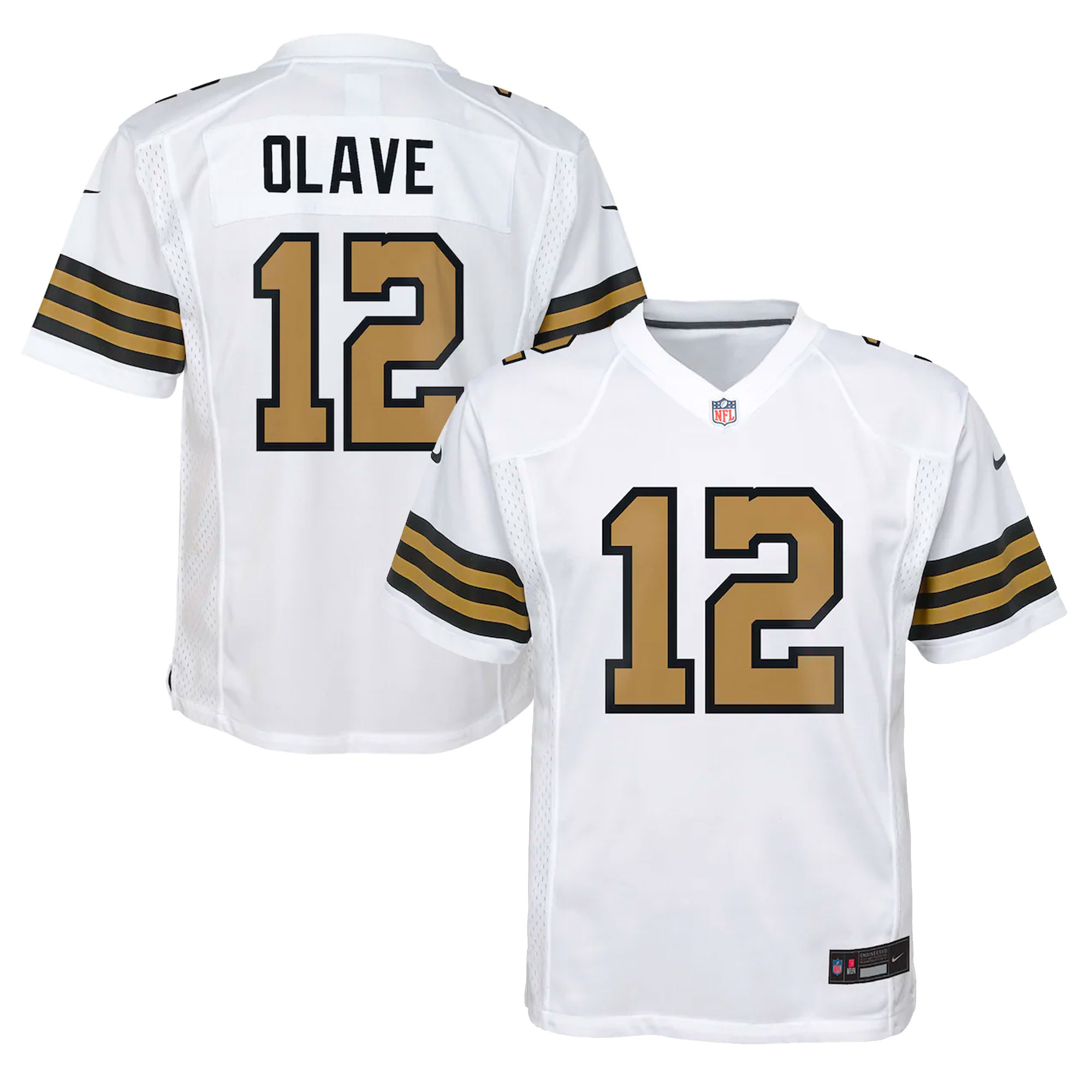 Youth New Orleans Saints Chris Olave White Game Jersey