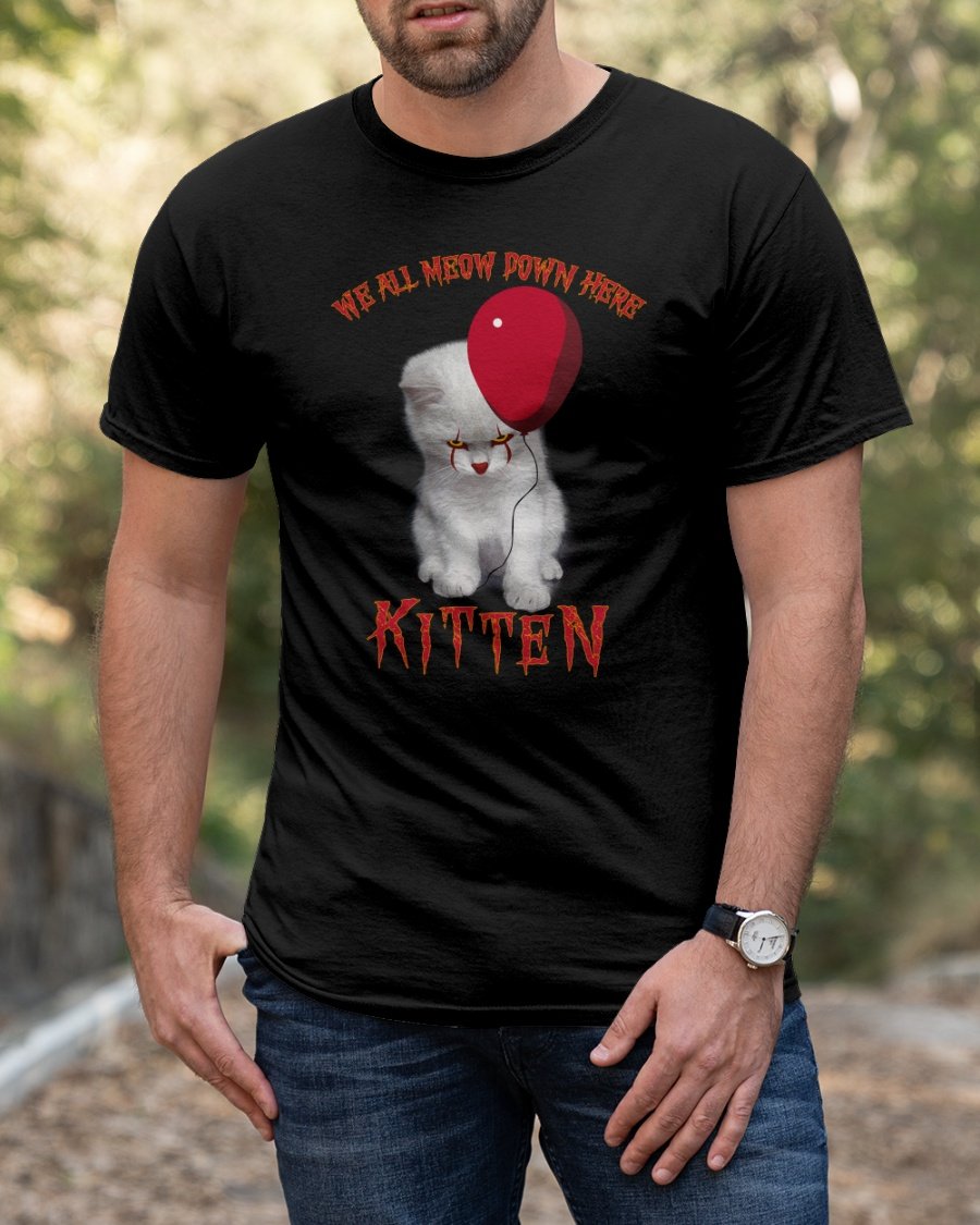 Scary Cat We All Meow Down Here Kitten Halloween Customize Any Ideas, Personalized T-shirt, Hoodie Adult, Kid, Unisex