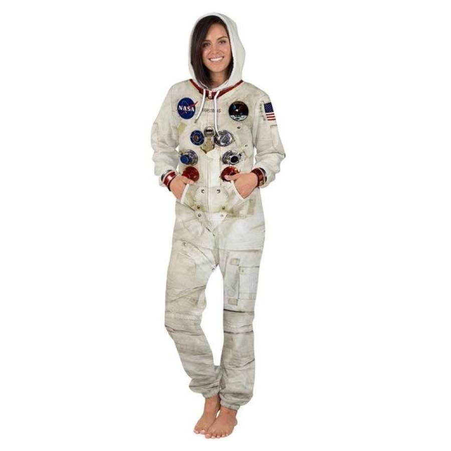 Space Print Man’s Romper One Piece Jumpsuit Hoodie Sweatpants Playsuits