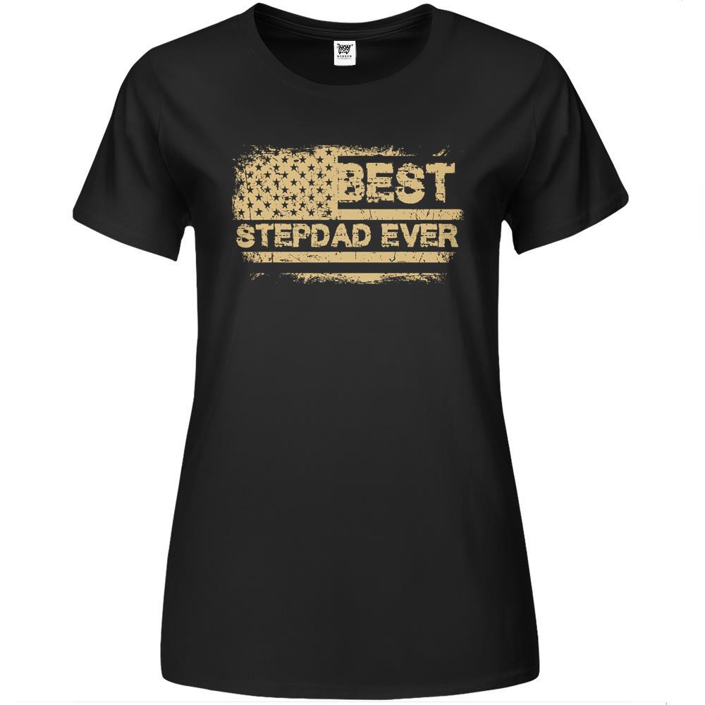 Best Step Dad Ever Vintage American Flag Father Day Tshirt Premium Womens Tshirts