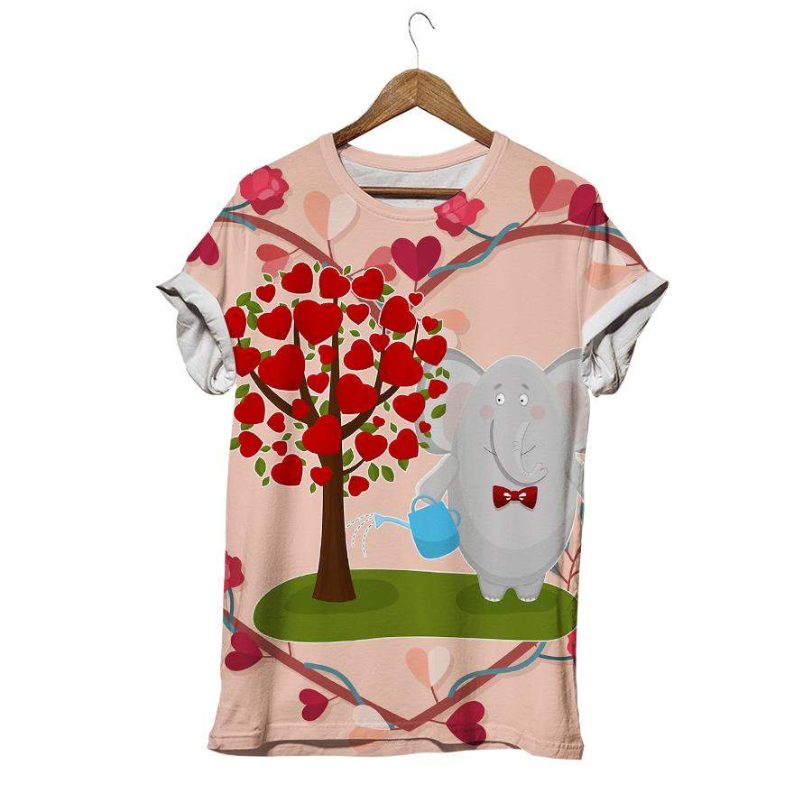 Elephant Waters A Love Tree Valentine T-shirt