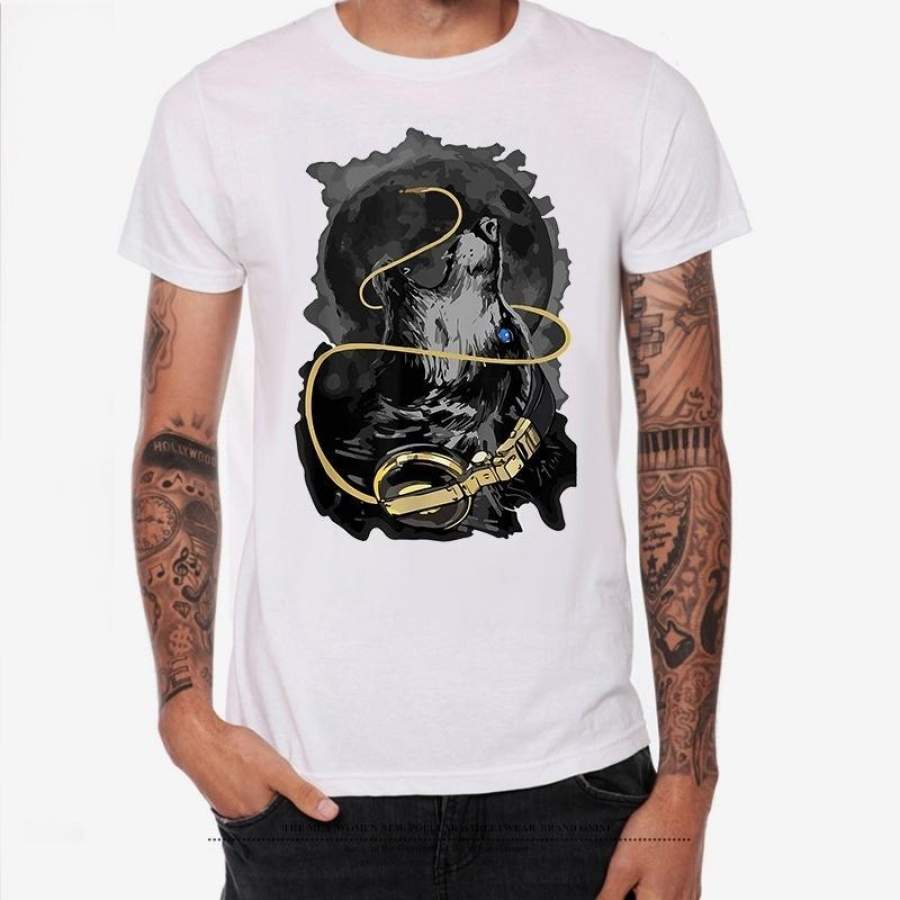 2019 Hot Sale New Fashion Personality Cool Color Wolf Print T-shirt Custom Men Cotton Short Sleeve S-4XL