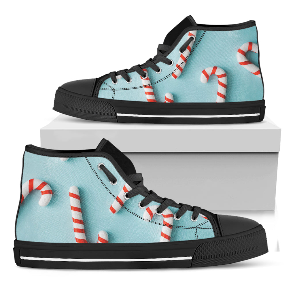 Christmas Candy Candies Pattern Print Black High Top Shoes