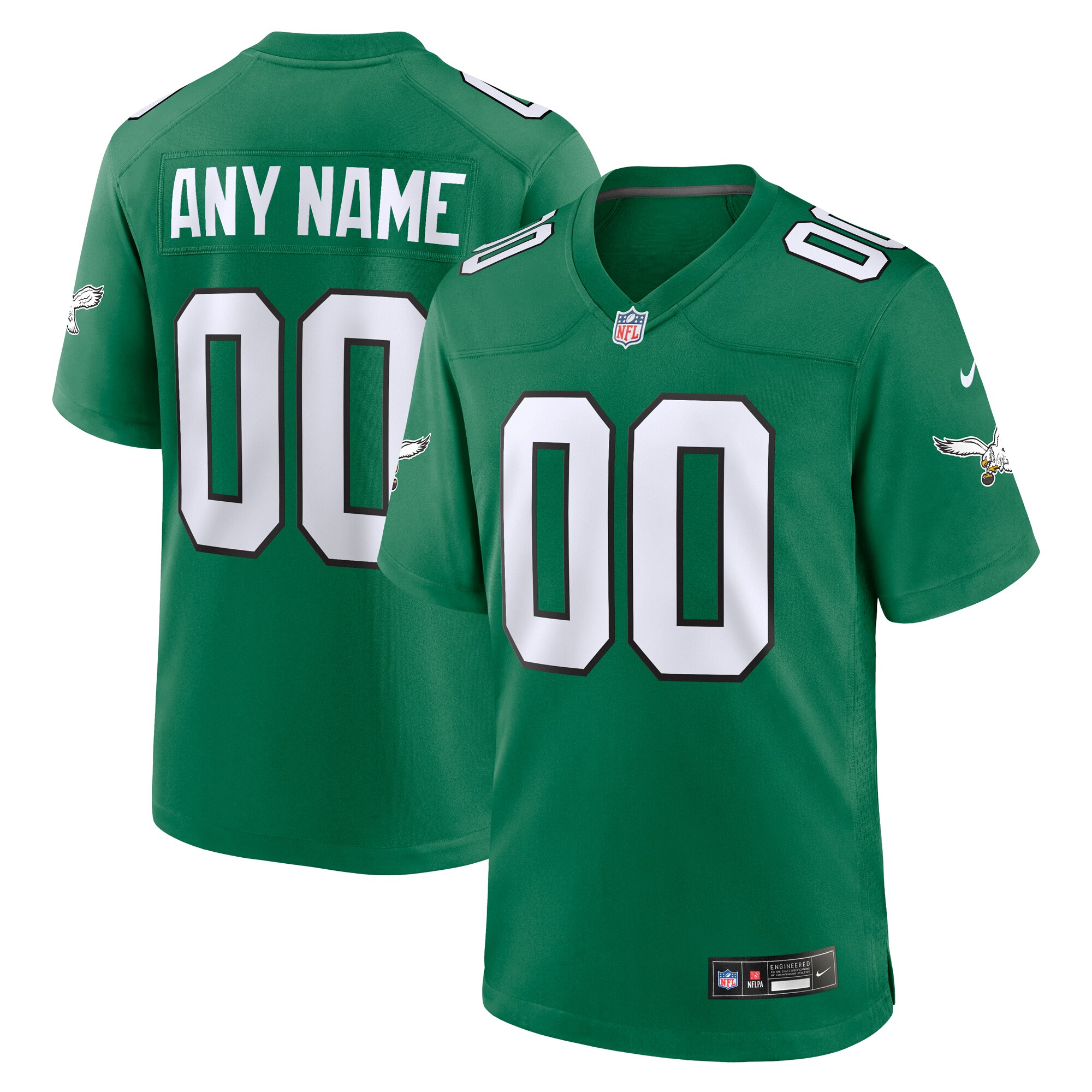 Men’s Philadelphia Eagles Kelly Green Alternate Custom Game Jersey