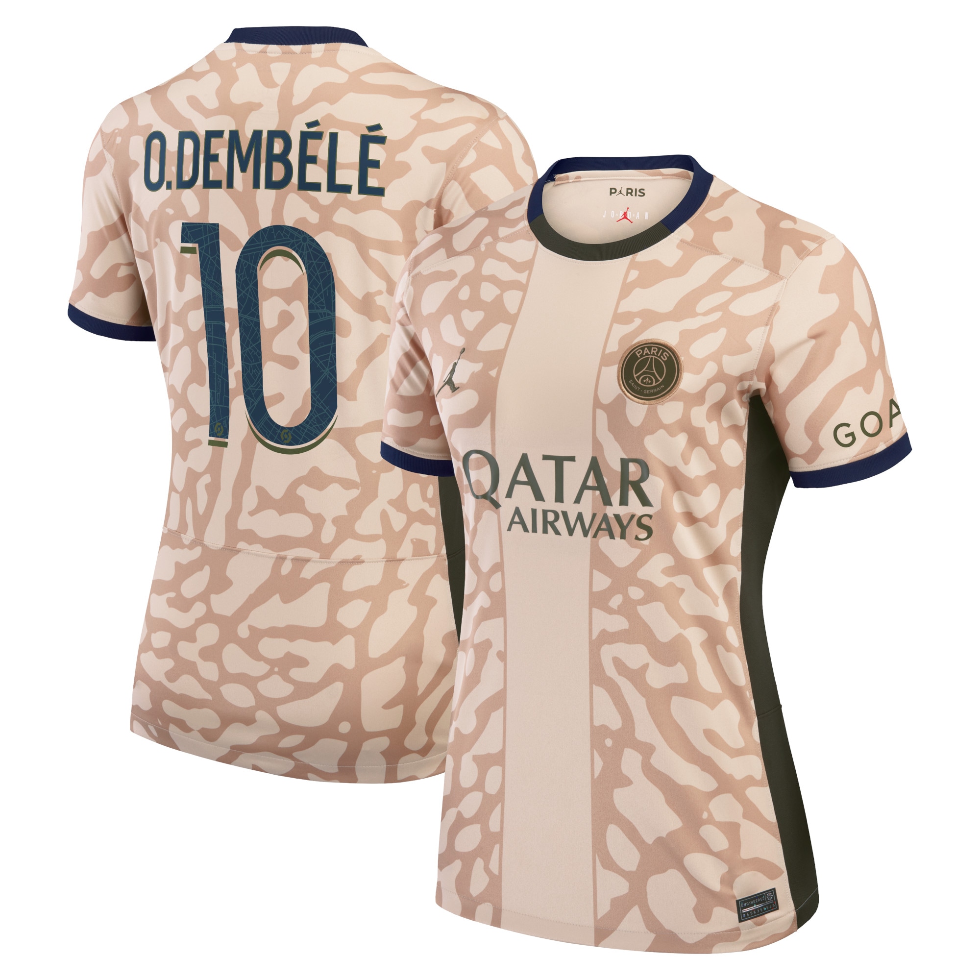 Ousmane Dembélé Paris Saint-Germain Jordan Brand Women's 2023/24 Fourth Stadium Replica Player Jersey  Tan