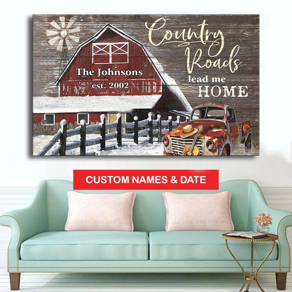 All Roads Lead To Home Christmas Personalized Canvas Christmas Home Decor