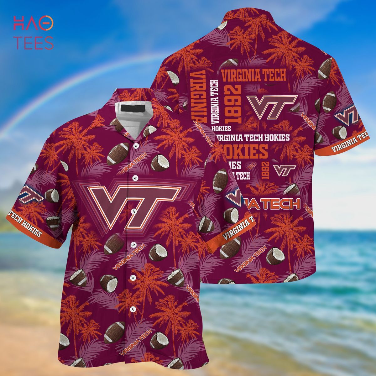 NCCA Virginia Tech Hokies Coconut Maroon Hawaiian Shirt