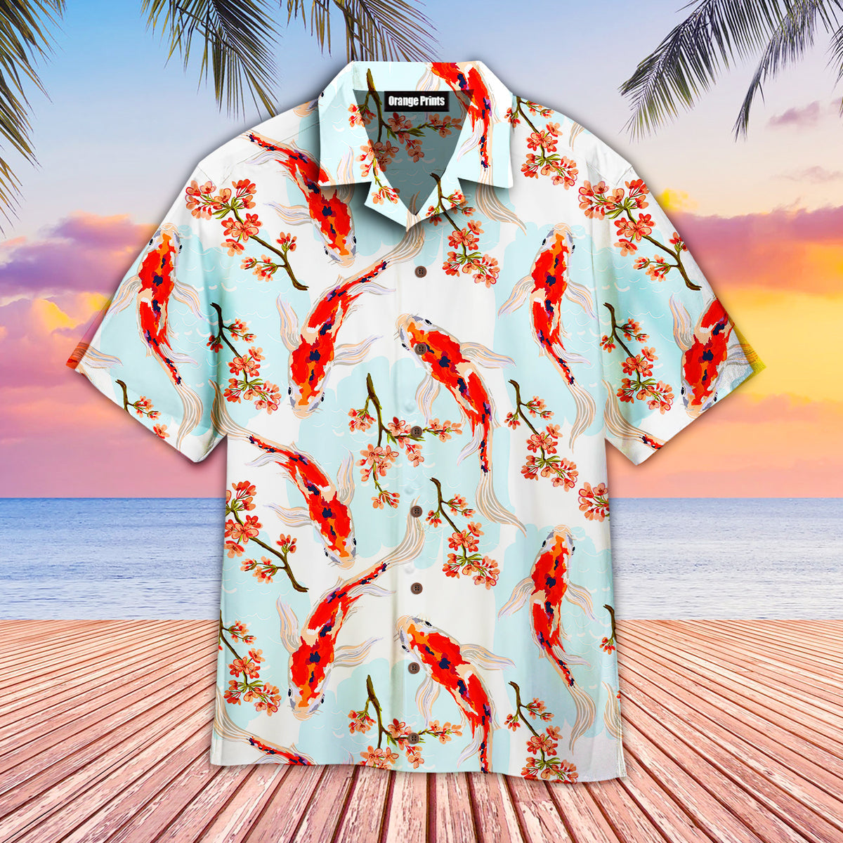 Koi Fish Tropical Japanese Flowers Branches Aloha Hawaii Shirts For Men Women Ha46614