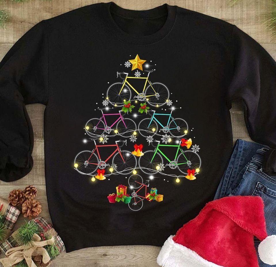 Christmas Tree Bike T Shirt Hoodie Sweater All Color Plus Size Up To S-5Xl