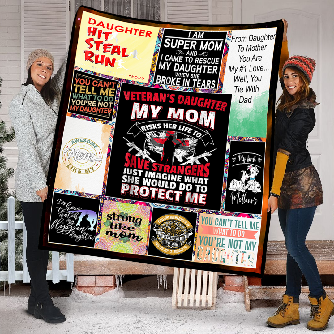 Veterans Daughter My Mom Risked Life To Save Strangers Fleece Blanket Small Medium Large X-Large