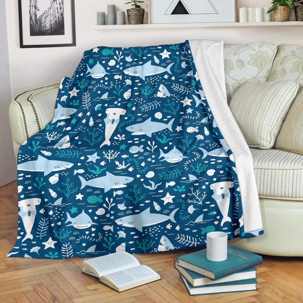 Cute Shark Pattern Premium Blanket