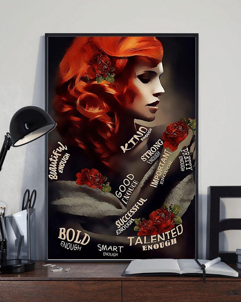 Girl Hair Red Beautiful Bold Talented Smart Important Home Living Room Wall Decor Vertical Poster Canvas