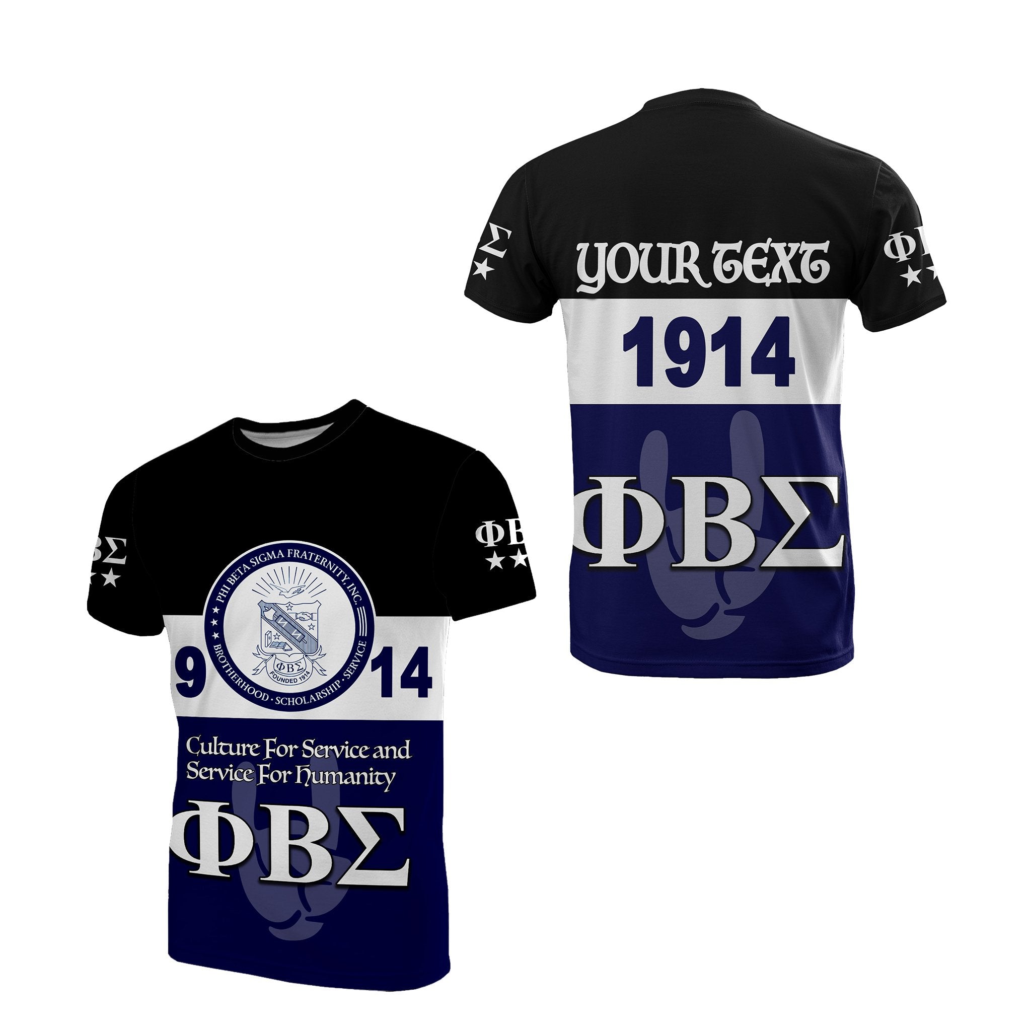 (Custom Personalised)Phi Beta Sigma T Shirt 1914 Simple Style Lt6