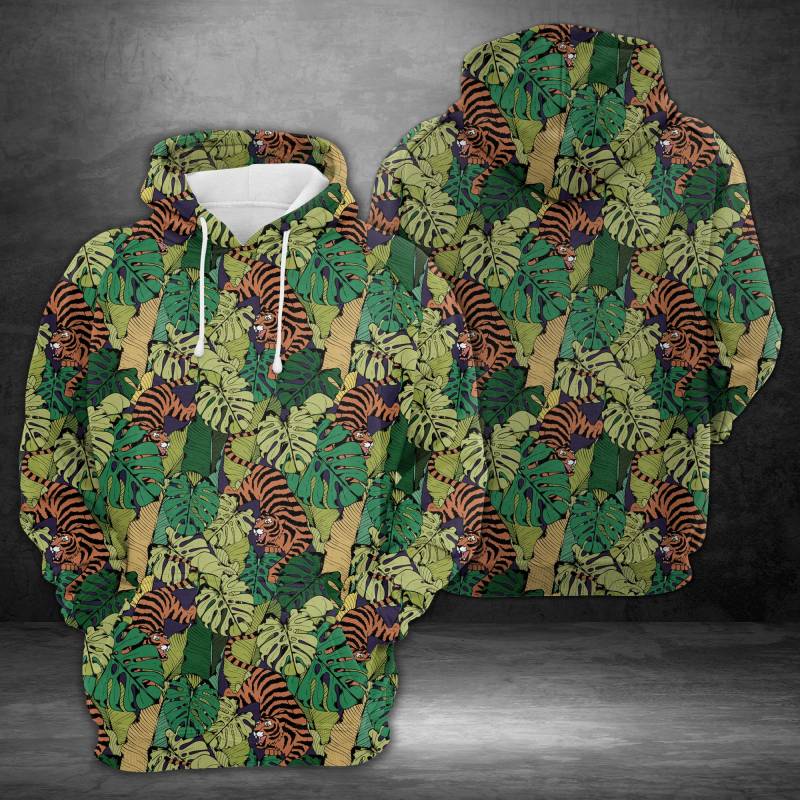 Amazing Tiger in tropical leaves H24409 – All Over Print Unisex Hoodie