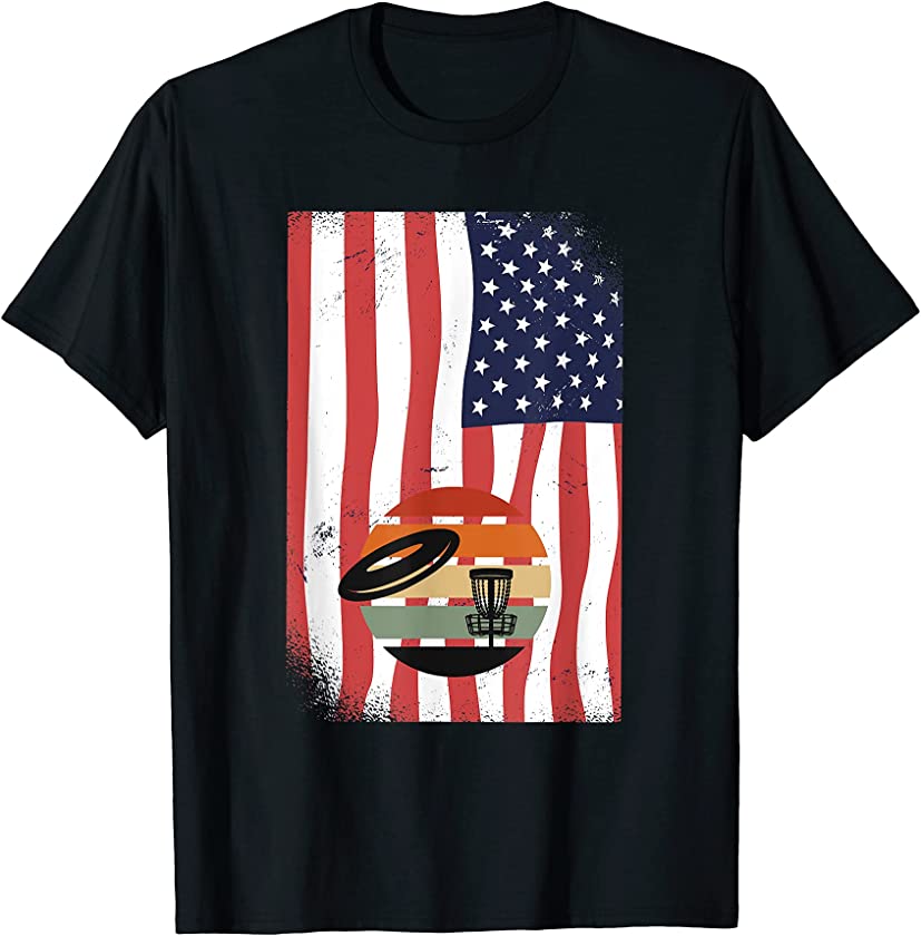 American Flag Patriotic USA Vintage Disc Golf Memorial T-Shirt