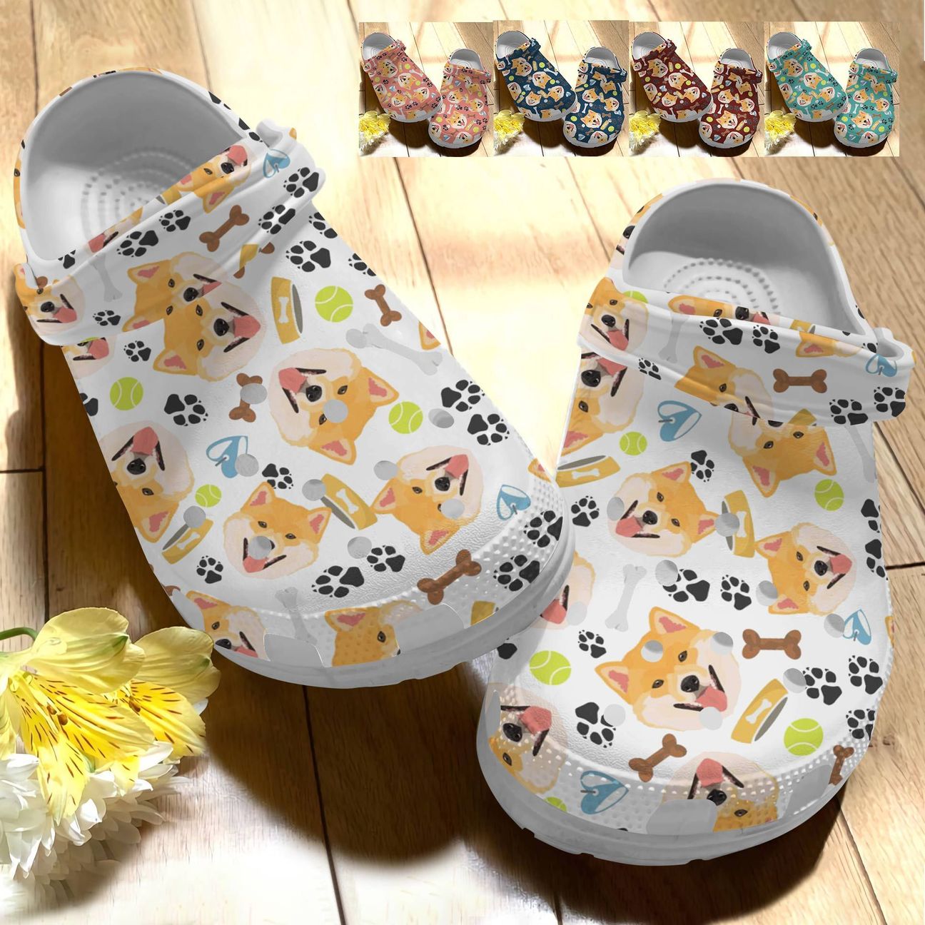 Dog Personalize Clog, Custom Name, Text, Fashion Style For Women, Men, Kid, Print 3D Shiba Inu V1 N