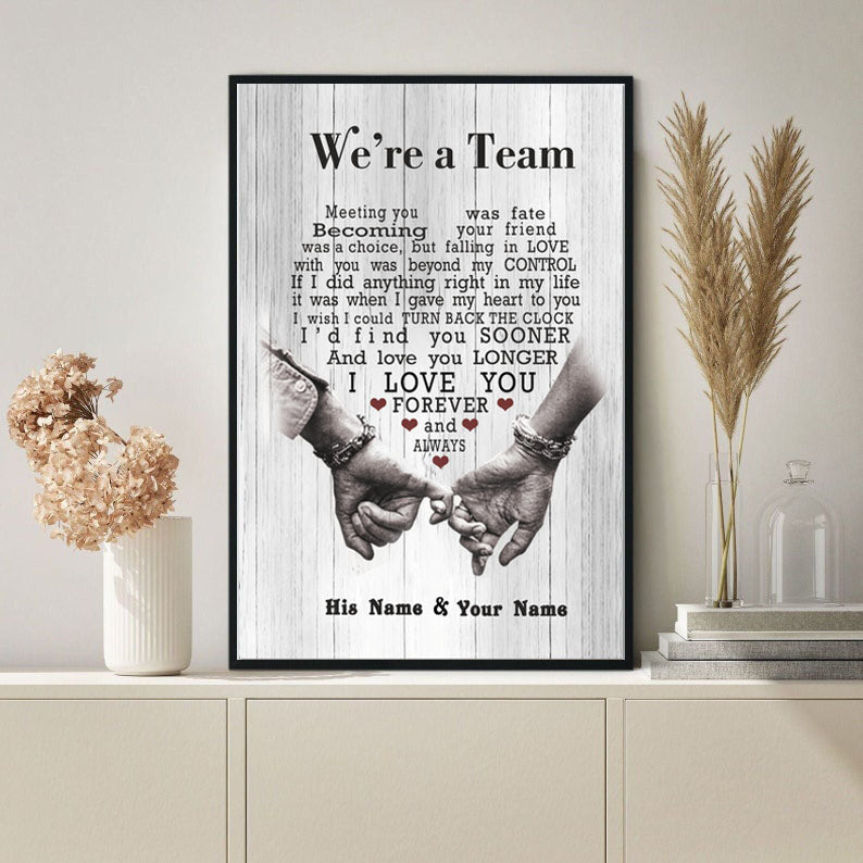 We’Re A Team I Love You Forever And Always Poster, Pallet Pattern, Personalized Couple Poster, Anniversary Gifts, Home Decor