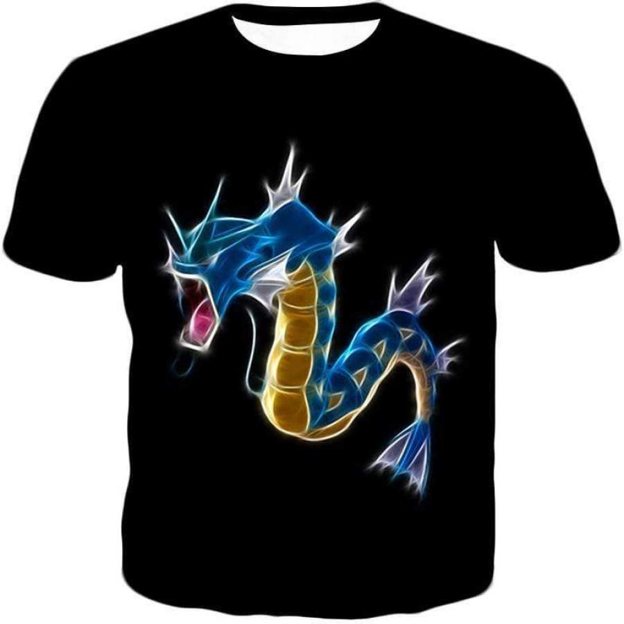 Pokemon Flying Water Type Pokemon Gyarados Black T-Shirt