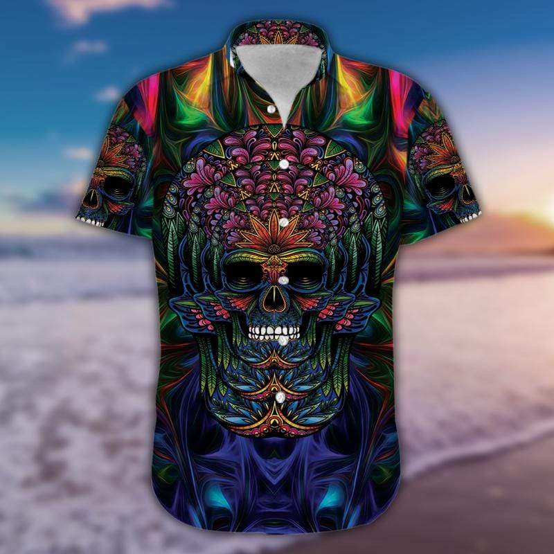 Light Neon Awesome Skull Hawaii Shirt For Men Women Ha69912