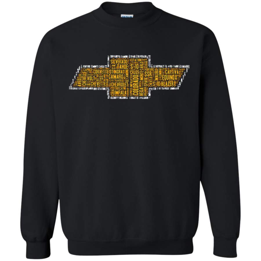 AGR Chevrolet Logo All Car Series Model Names Puzzle Sweatshirt