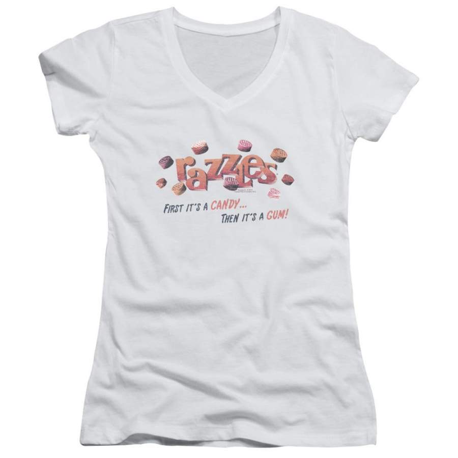 Dubble Bubble A Gum And A Candy Juniors V-Neck T-Shirt