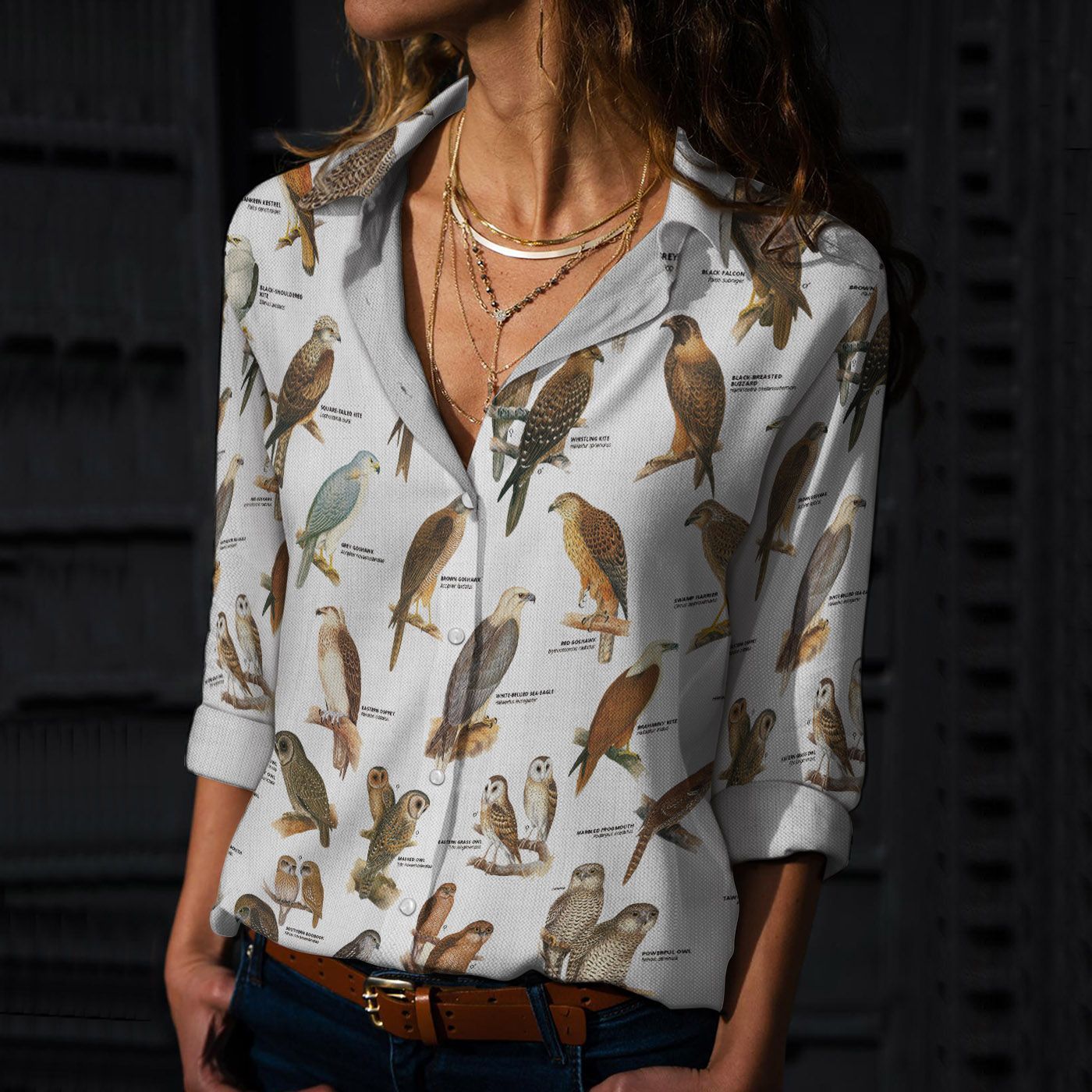 Bird Of Prey Cotton And Linen Casual Shirt, Birdwatching Casual Shirt