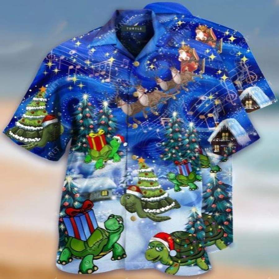 Hawaii Aloha Shirts Awesome Turtle On Christmas Ha17356