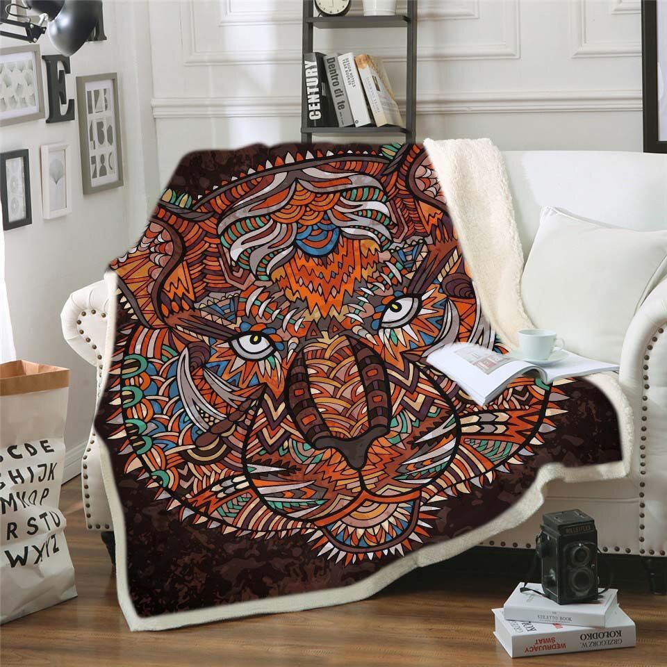 Tiger Sherpa Fleece Blanket KOIH