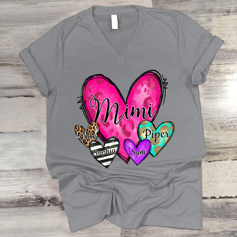 Mimi Hearts With Grandkids Leopard V-Neck